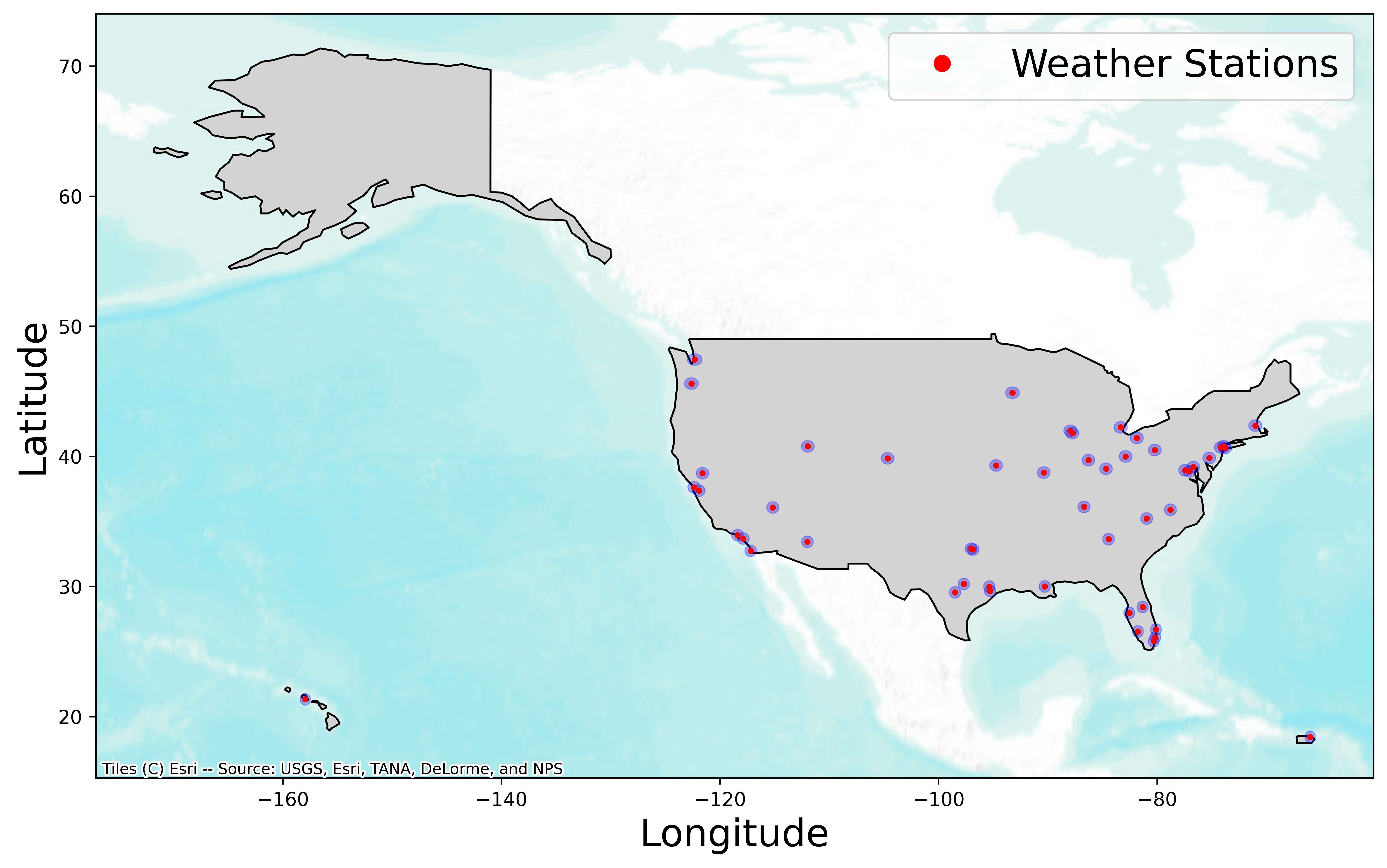 Figure 1. Geographical distribution of weather stations |scale=0.4